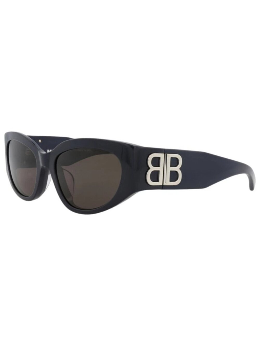 New Balenciaga Women's Sunglasses Round Oval Recycled Acetate Frame Blue Blue